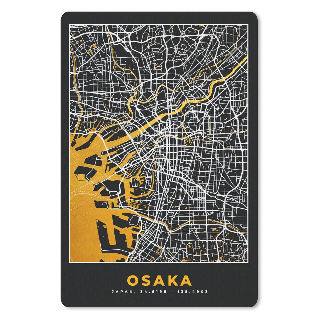 MuchoWow Mauspad Mousepad Osaka - Karte - Stadtplan - Gold 18x27 cm - Mousepads - Maus Mat - Pad - Mausunterlage