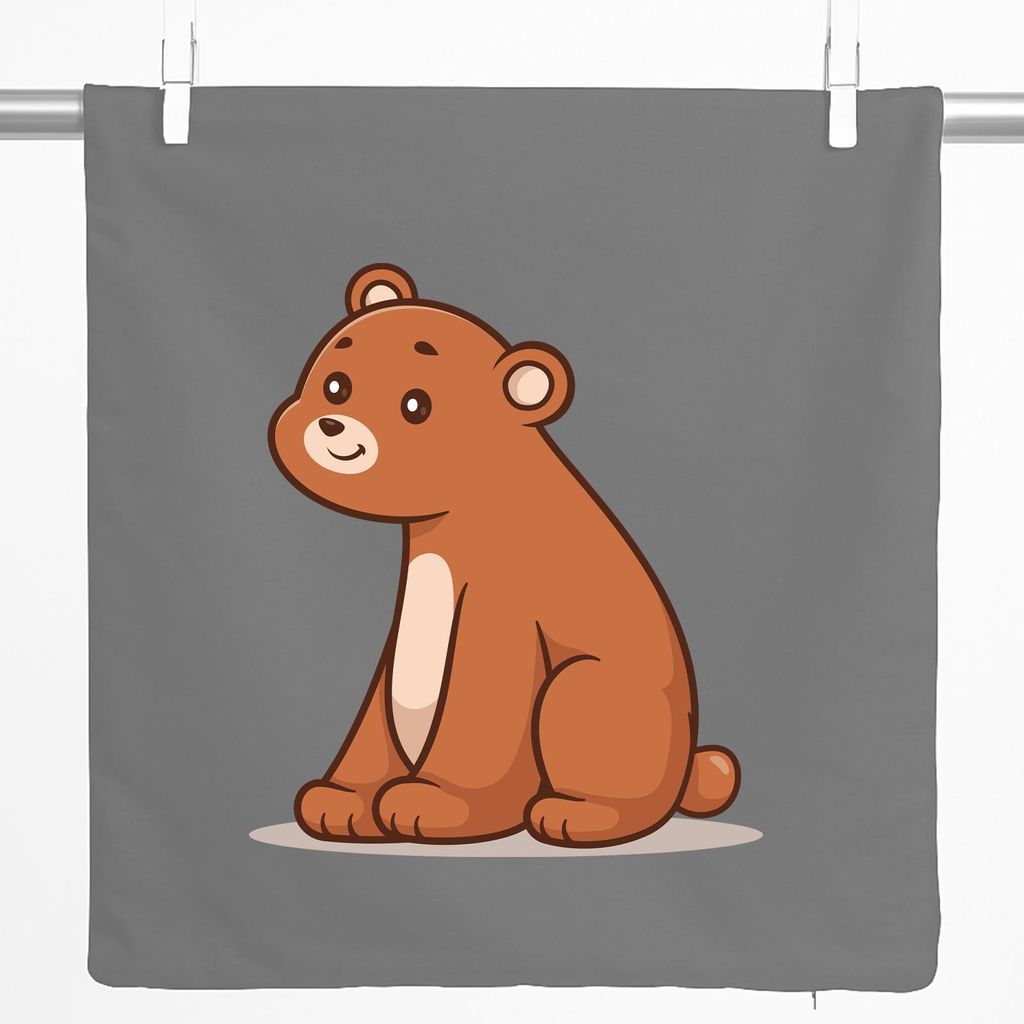 Huuraa Kissenbezug Bär Comic 40x40cm Steel Grey Baumwolle Dekokissenbezug Geschenkidee