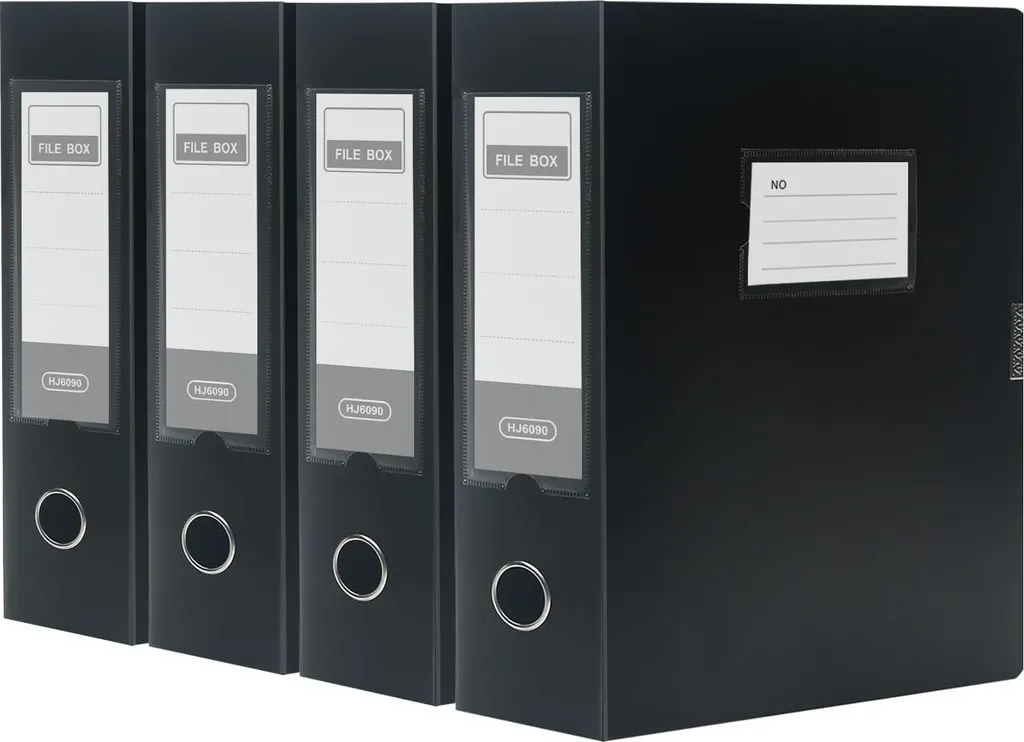 SOYIRI Lot de 4 Boîtes d'Archives A4 Noires Dos 75 mm pour Classement Pro
