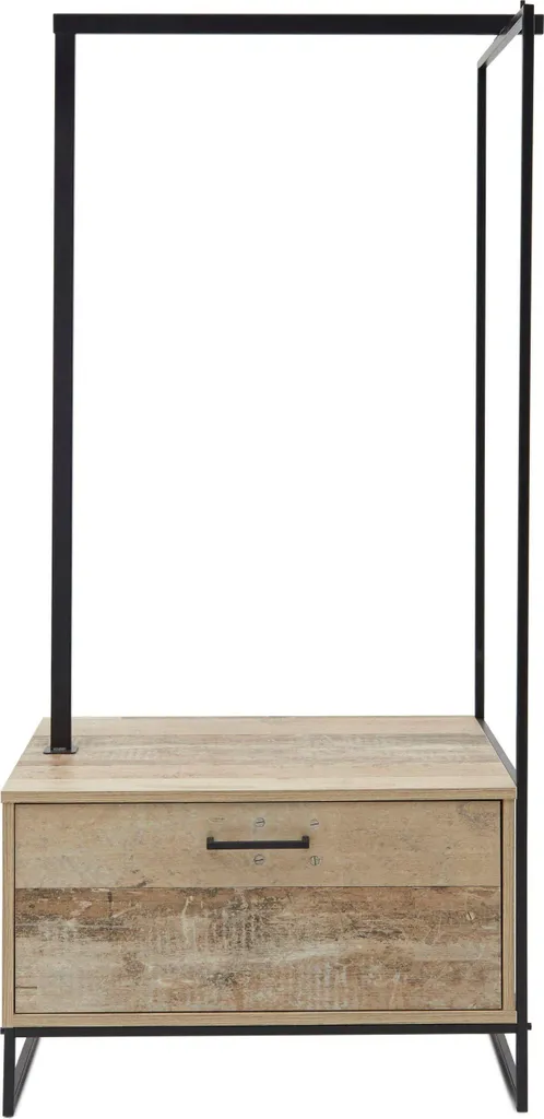 Vestiaire Roof Style Industriel Noir Clair 1 Tiroir en MDF pour Entrée