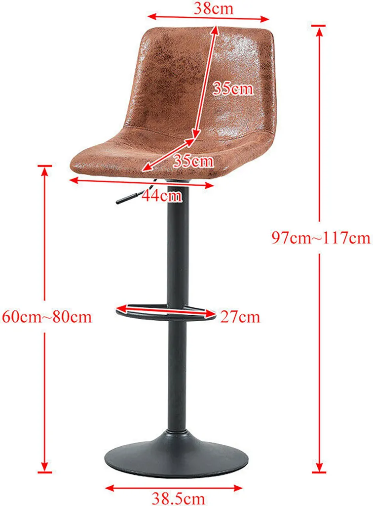 Tabourets de bar confortables lot de 2 stables et réglables marron