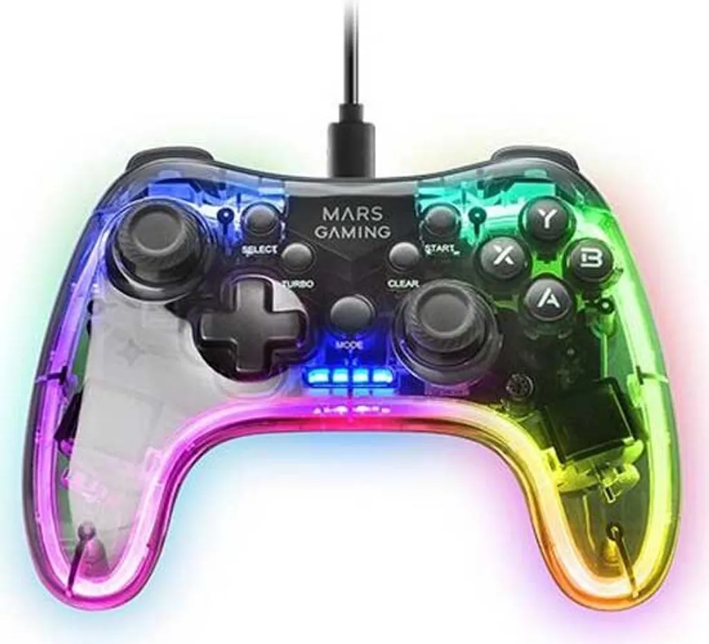 Mars Gaming MGPC Manette de Jeu Transparente USB pour PC et Switch