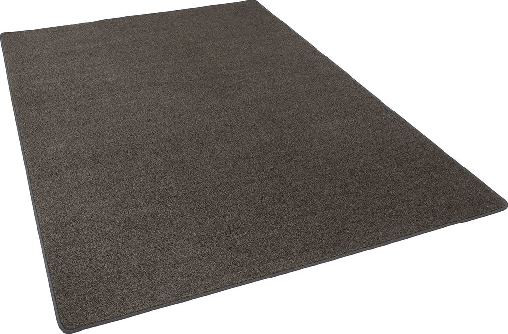 Trend Velours Teppich Kurzflor Modern Pflegeleicht Einfarbig, Größe:140x200 cm, Farbe:Dunkelbraun