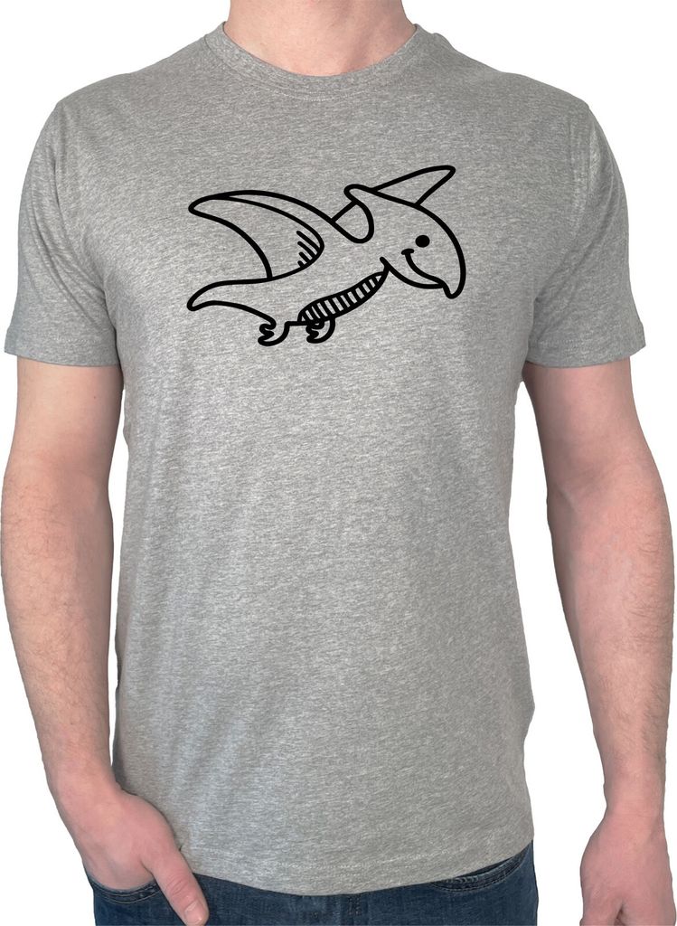 Huuraa Herren T-Shirt Pteranodon Dinosaurier M Sport Grey Bio Baumwolle Fairtrade Herrenshirt Geschenkidee