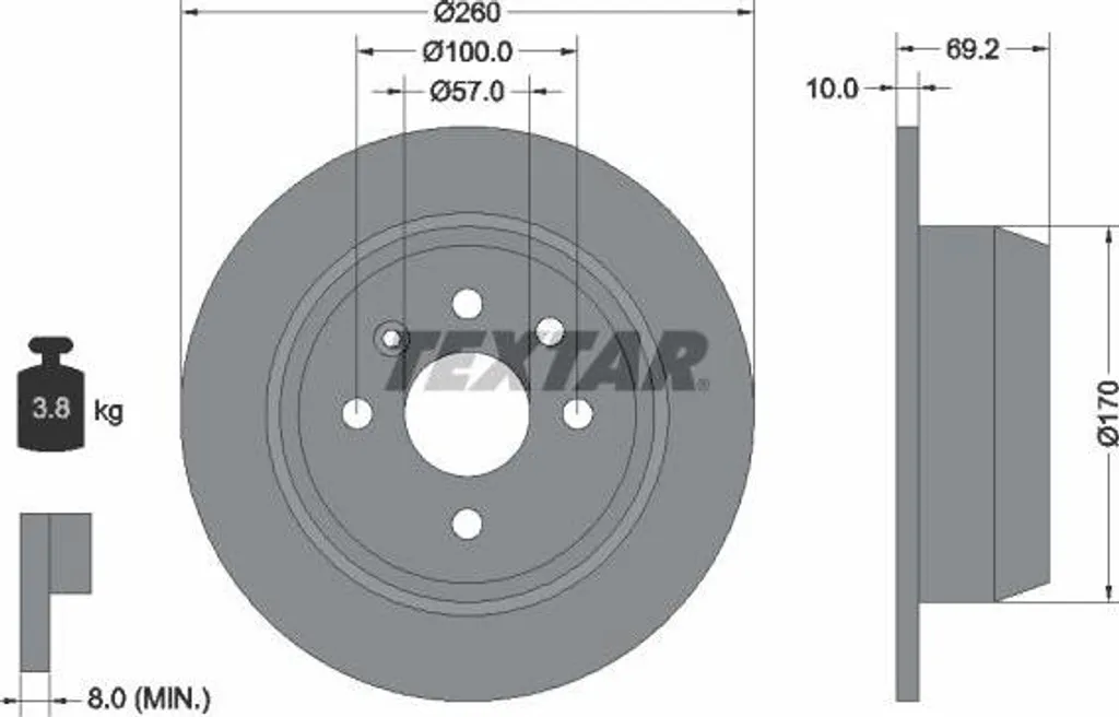 Disque de frein OE 569119 Textar 92057000 sécurité pour Opel Astra F