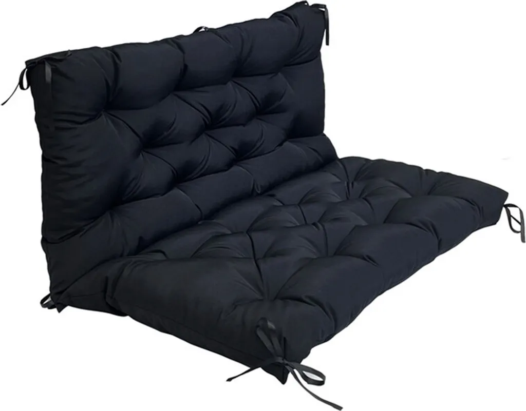 Coussin de chaise extérieur 100x100x10cm noir tufté pour banc de jardin