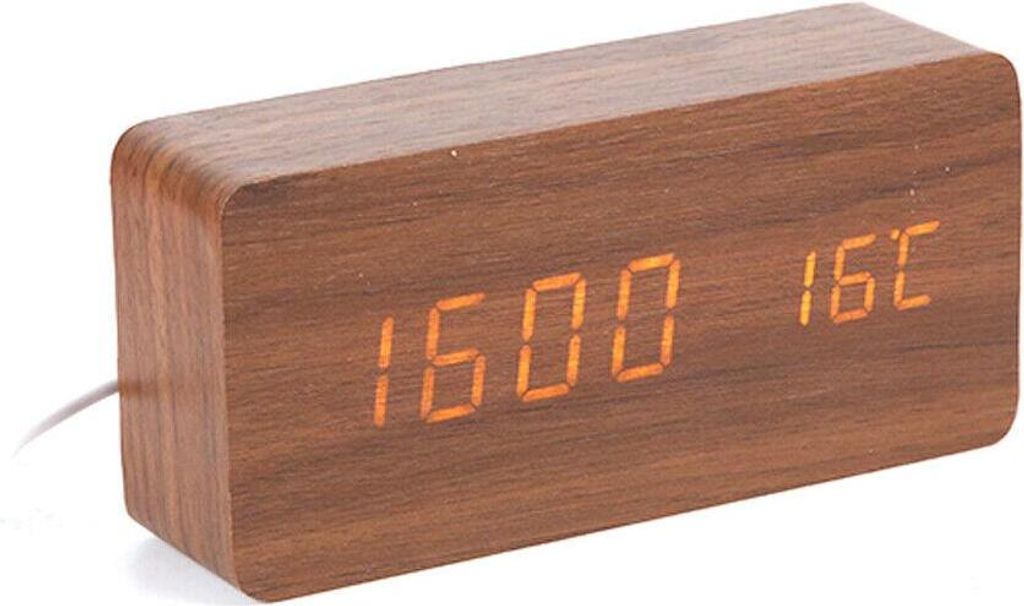 LED Holz Digital Wecker Tischuhr Temperatur Datum Snooze USB Alarm Clock UhrenLED Holz Digital Wecker Tischuhr Temperatur Datum Snooze USB Alarm Cl...