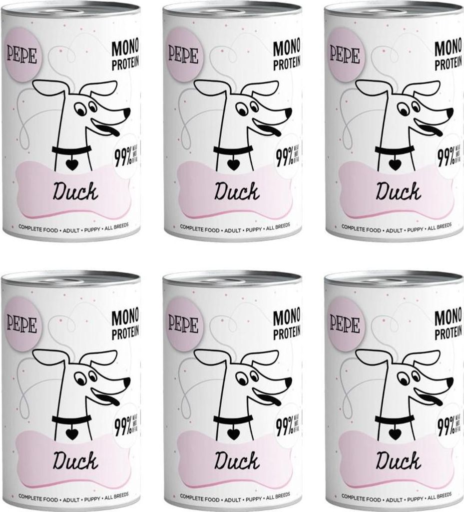 Pepe Enten-Haustierpackung 99 % Ente 6 x 400 g Produktbild 
