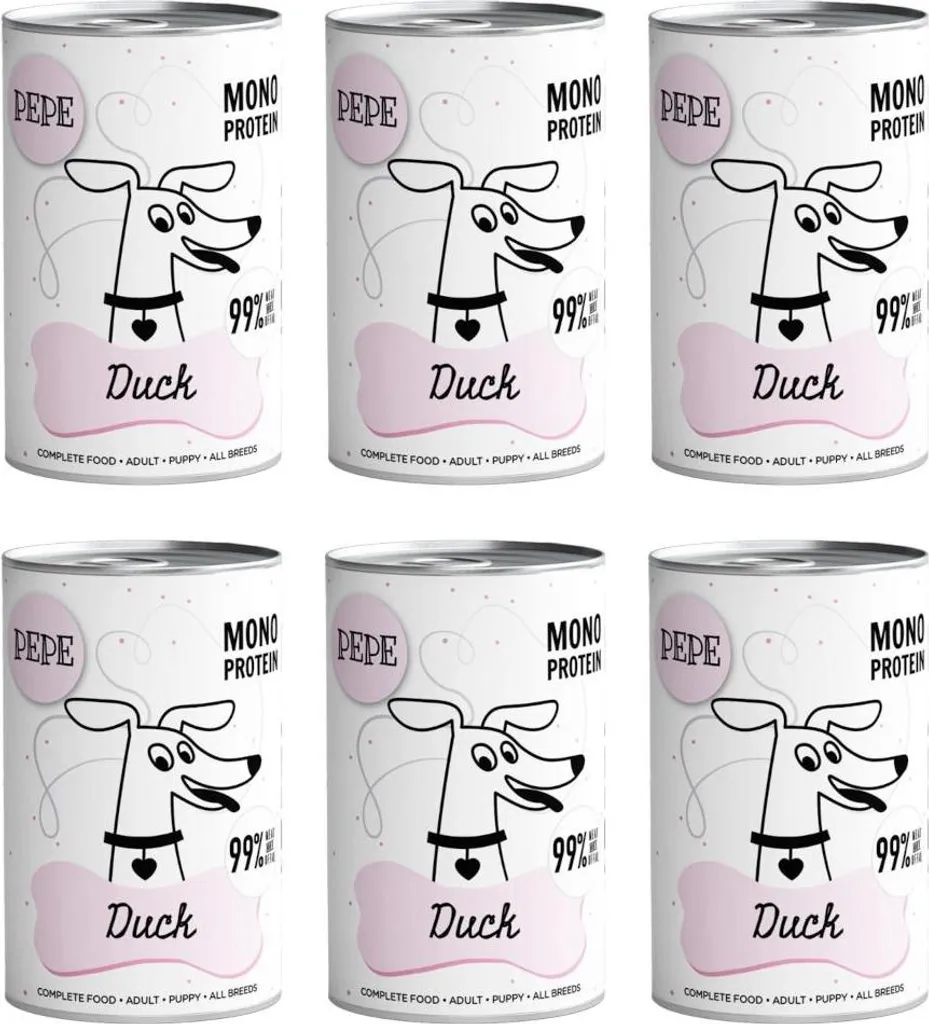 Nourriture Humide au Canard sans Céréales 400g pour Chien PEPE-PET