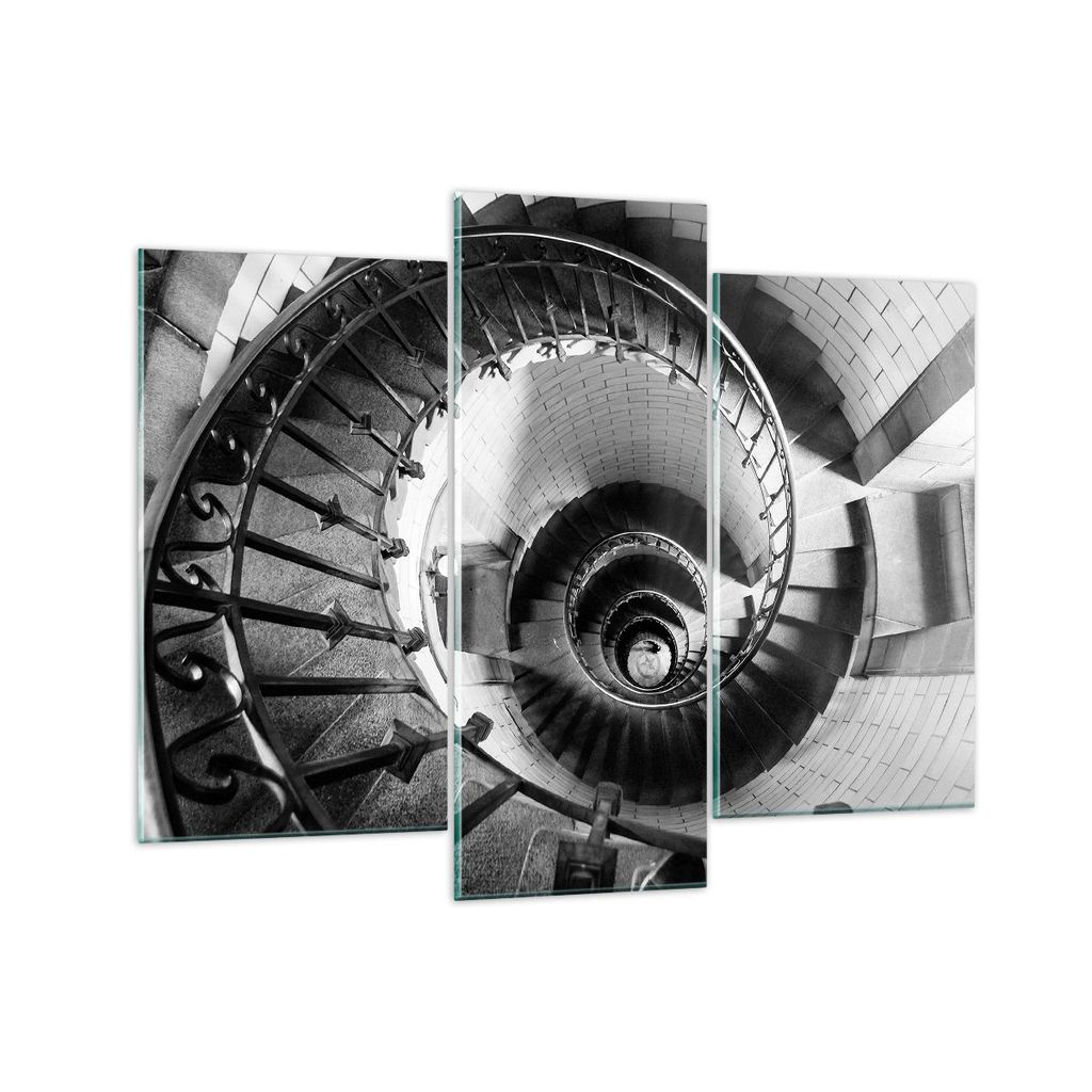 Bilder auf glas - 3 Teile - Treppe Spirale Perspektive - 130x100cm - Glasbilder - Wandbilder - Bilder - Wanddekoration aus Glas - Glas Bilder - Wan...