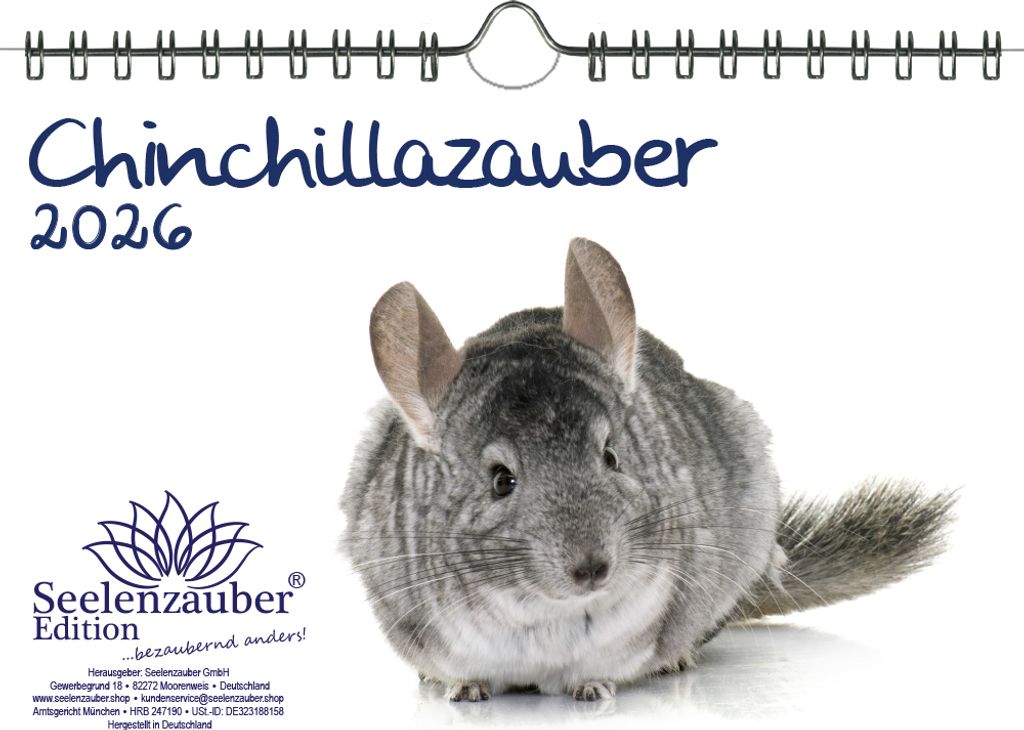 Chinchillazauber DIN A5 Kalender für 2026 Chinchilla - Seelenzauber