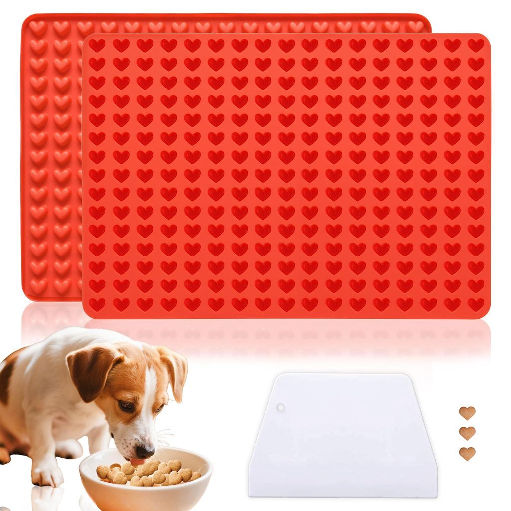 2-teilige Silikon-Backmatte für Hundekekse, mit Teigschaber, wiederverwendbare Backform für Hundeleckerlis, insgesamt 510 Fächer, Backmatten zur...