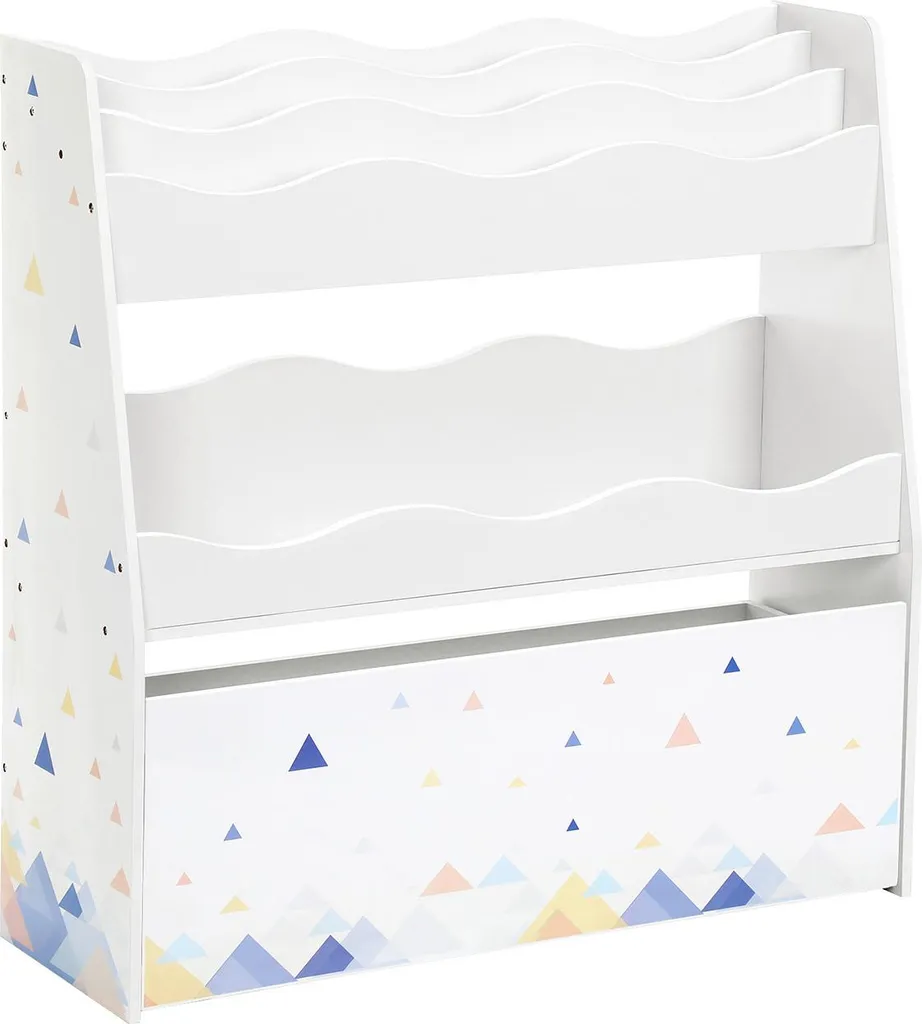 Étagère à jouets pour enfants blanche en bois avec 3 niveaux de rangement