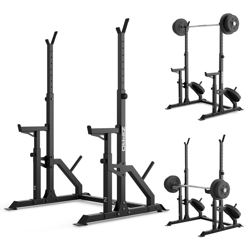 Zipro Langhantelständer Lift mit Notablage Safety – Massives Squat Rack & Bankdrücken Ständer Belastbar Verstellbare Hantelablage mit Gewichth...