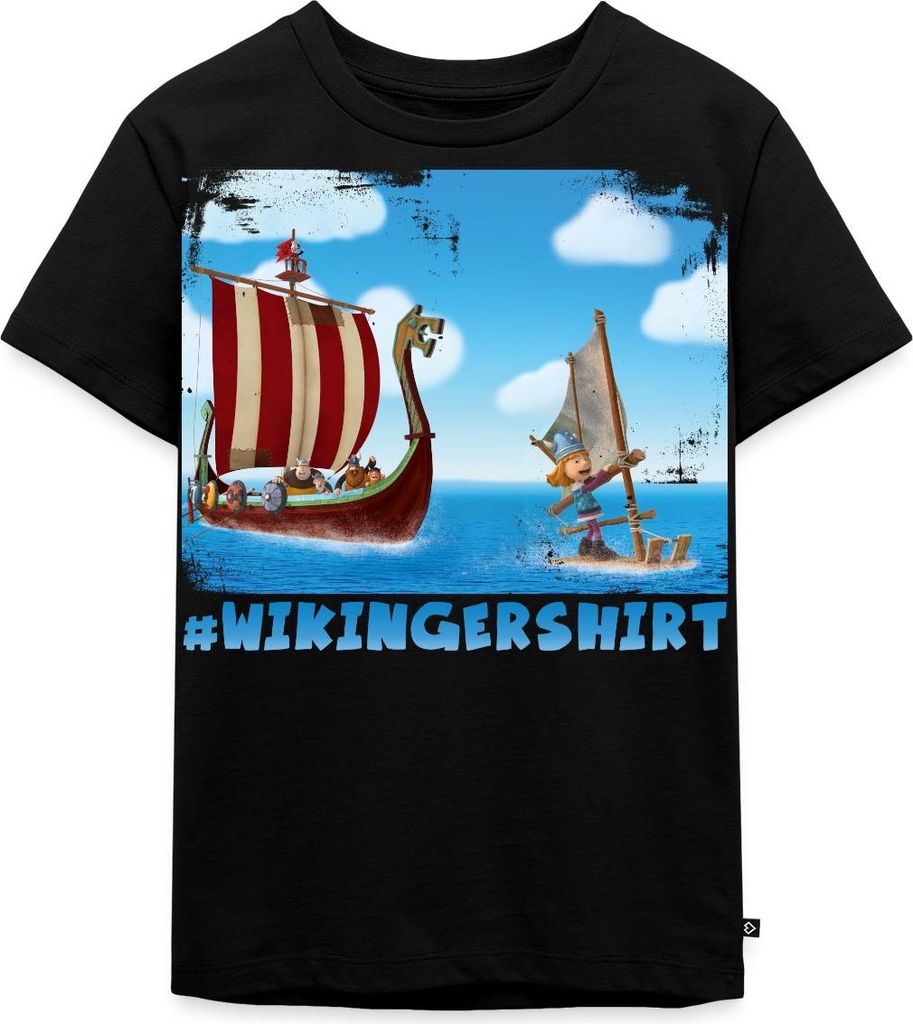 Spreadshirt Wickie Und Die Starken Männer Wikingershirt Kinder Premium T-Shirt, 110/116 (4 Jahre), Schwarz