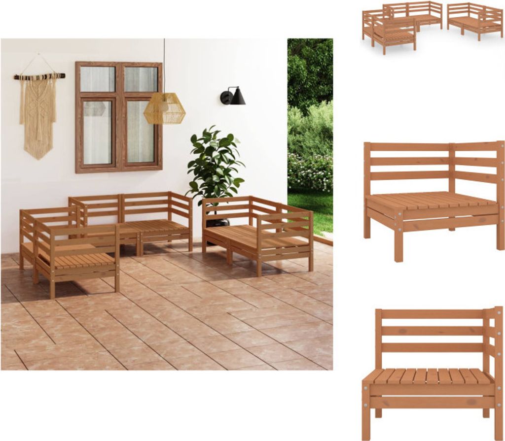 vidaXL 6-tlg. Garten-Lounge-Set Honigbraun Massivholz Kiefer - Gartenmöbel-Sets