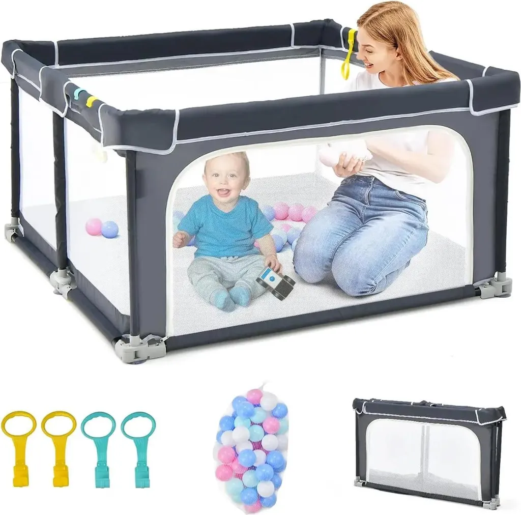 Parc de sécurité bébé 124x124cm pliable idéal pour petit appartement