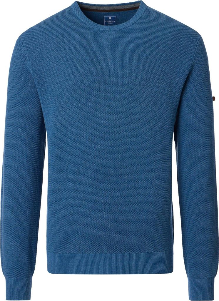 REDMOND Casual Herren Strick-Pullover Rundhals Comfort Blau XL