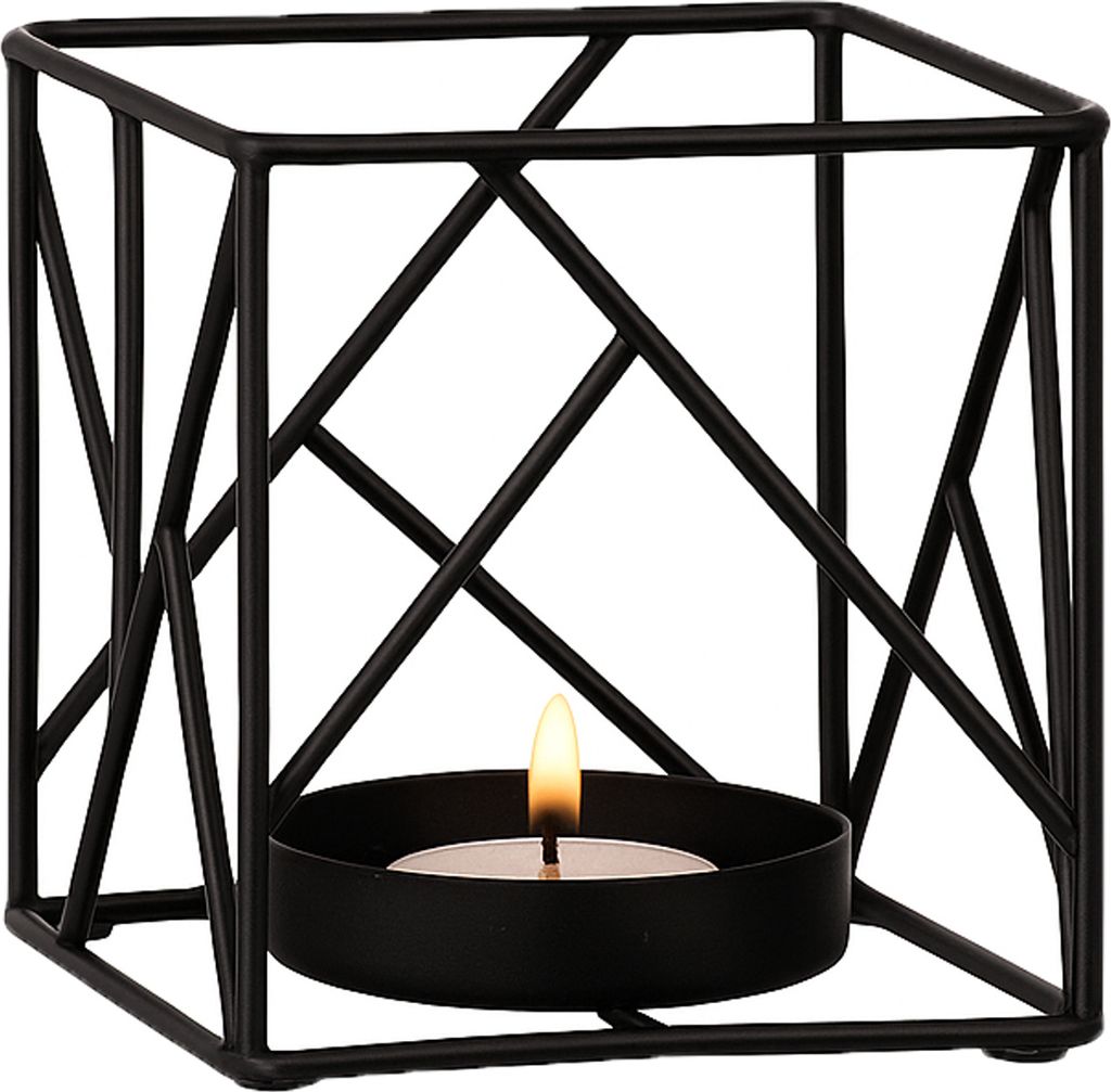 Marrakesch Deko Aesthetic Windlichter Metall Draht 10 cm groß schwarz | Windlicht Teelichthalter Sarpene -2- als Balkondeko & Wohnzimmer Tisch Dek...