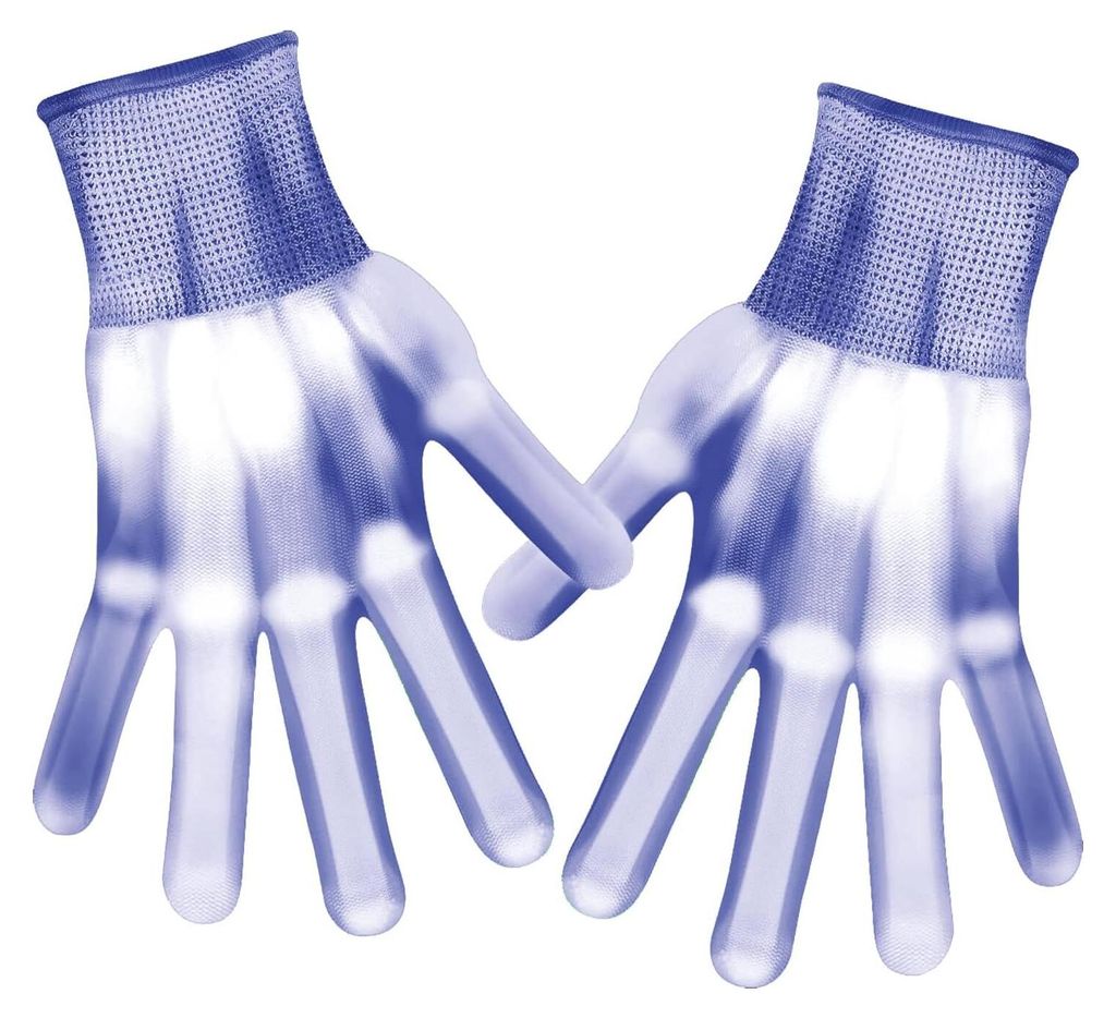 GlowPalm® | Led Handschuhe Blau Leuchtend | Neon Skelett Produktbild 