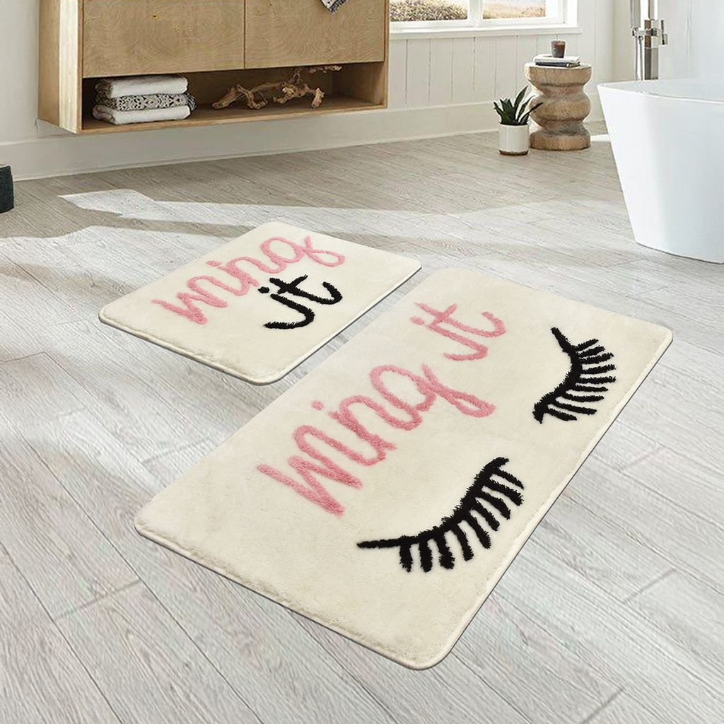 Bosdela Badezimmerteppich Set - 60x100 cm + 50x60 cm (2-teilig)Wing It