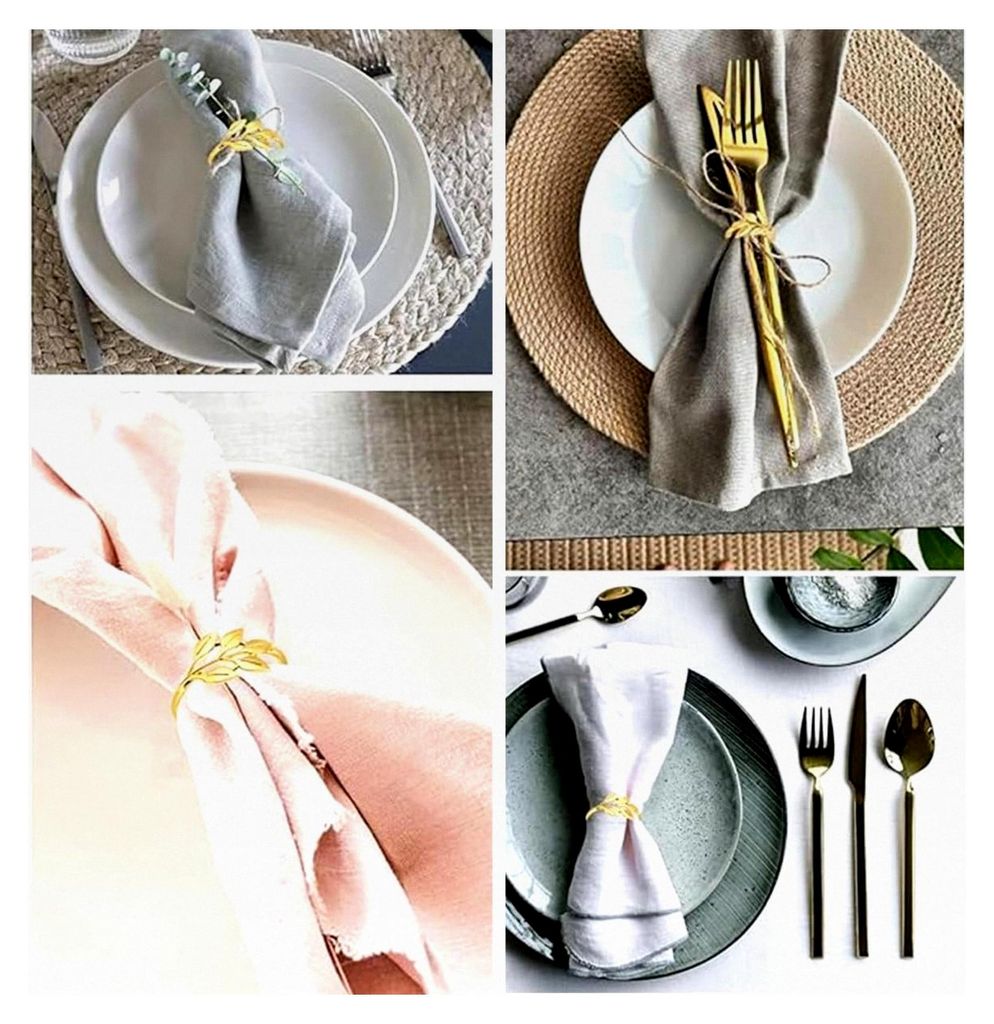 15 Stück Serviettenringe aus Metall in Blattform, Serviettenhalter, elegante Tischdekoration für Haushalt, Küche, Hochzeit, Weihnachten und Jubi...