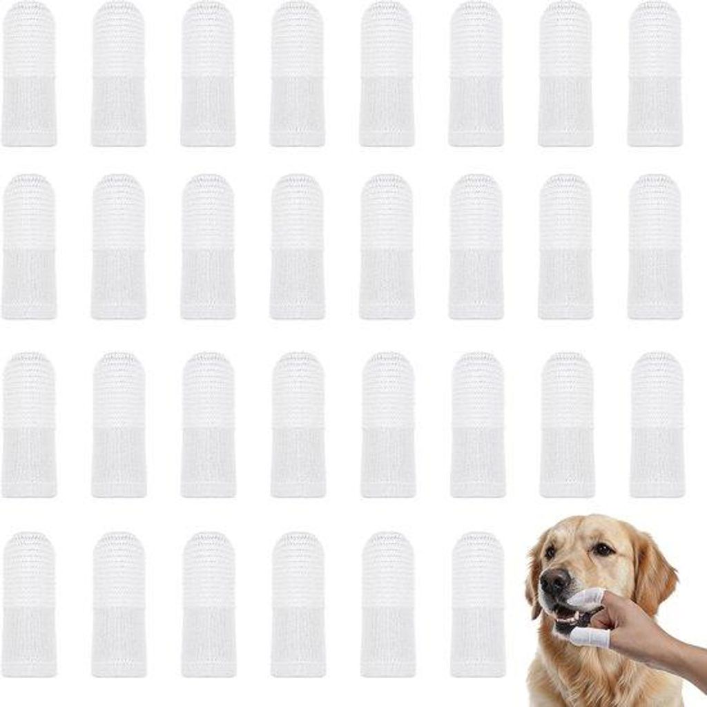 Famanu Set von 30 Fingertierzahnbürsten – 360 Grad Silikon Zahnbürsten für Hunde, Welpen und Katzen