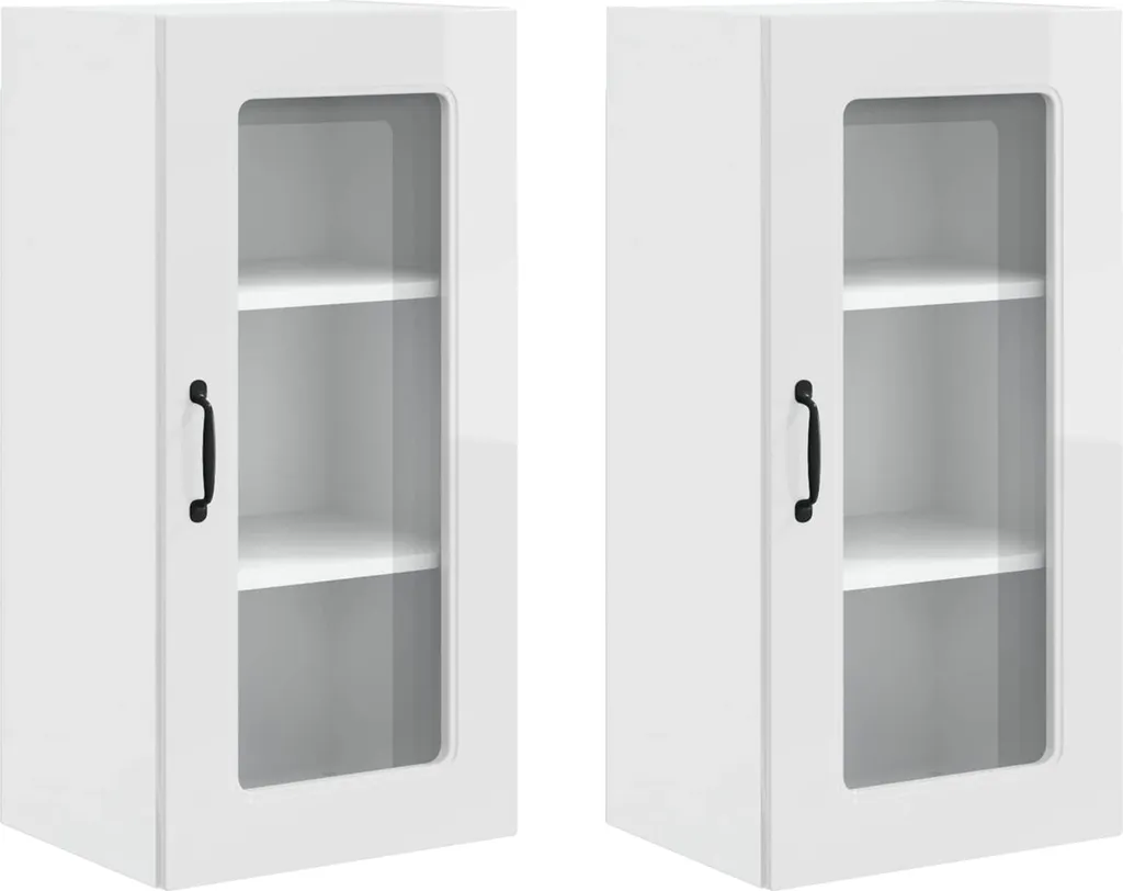 vidaXL Set 2 Armadietti Cucina Parete Bianco Lucido 40x31x80 cm