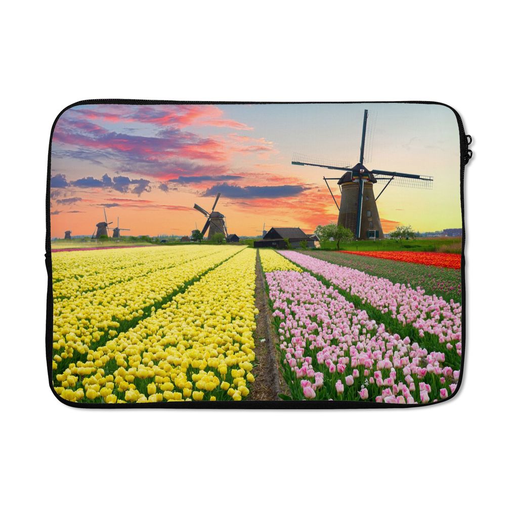 MuchoWow® Laptop Hülle 14 ZollWindmühle - Tulpen - Blumen - Produktbild 