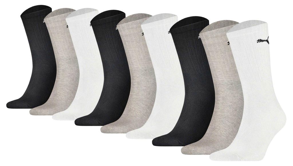 Puma chaussettes 9 paires crew sock white / grey / black Image du produit 