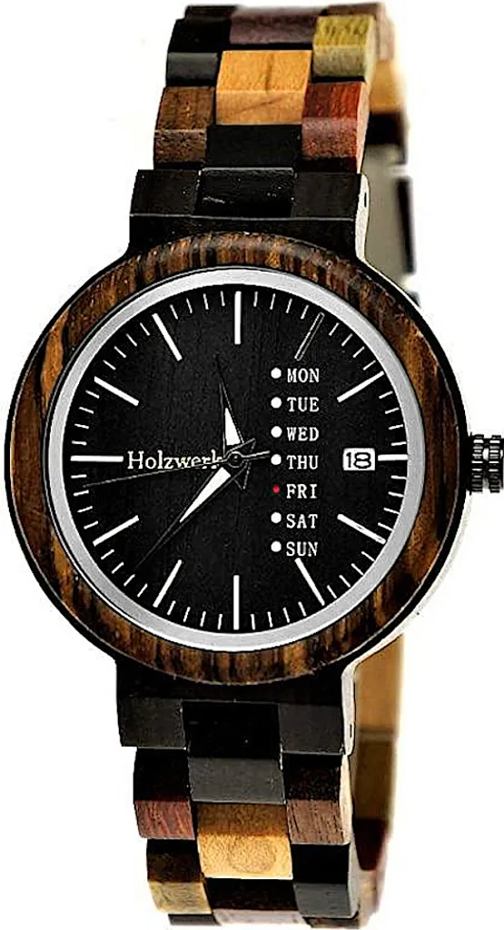 Montre femme bois TEUTONIA petite taille légère anti-allergie dateur