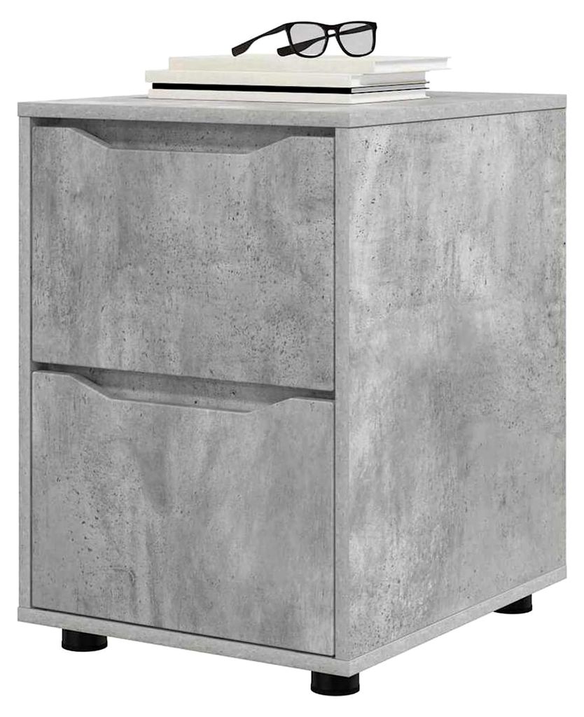 Minimalistischer Holzwerkstoff-Speicherschrank mit Schubladen, Beton Grau, 40x48x57 cm, für Schlafzimmer und Wohnzimmer