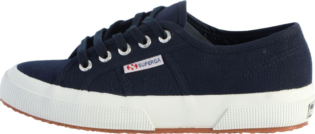 SUPERGA Schuhe Navy-Weiss – Zeitloser Kult-Sneaker aus Italien Größe 39, W8 US Atmungsaktiv, Sohle Naturkautschuk