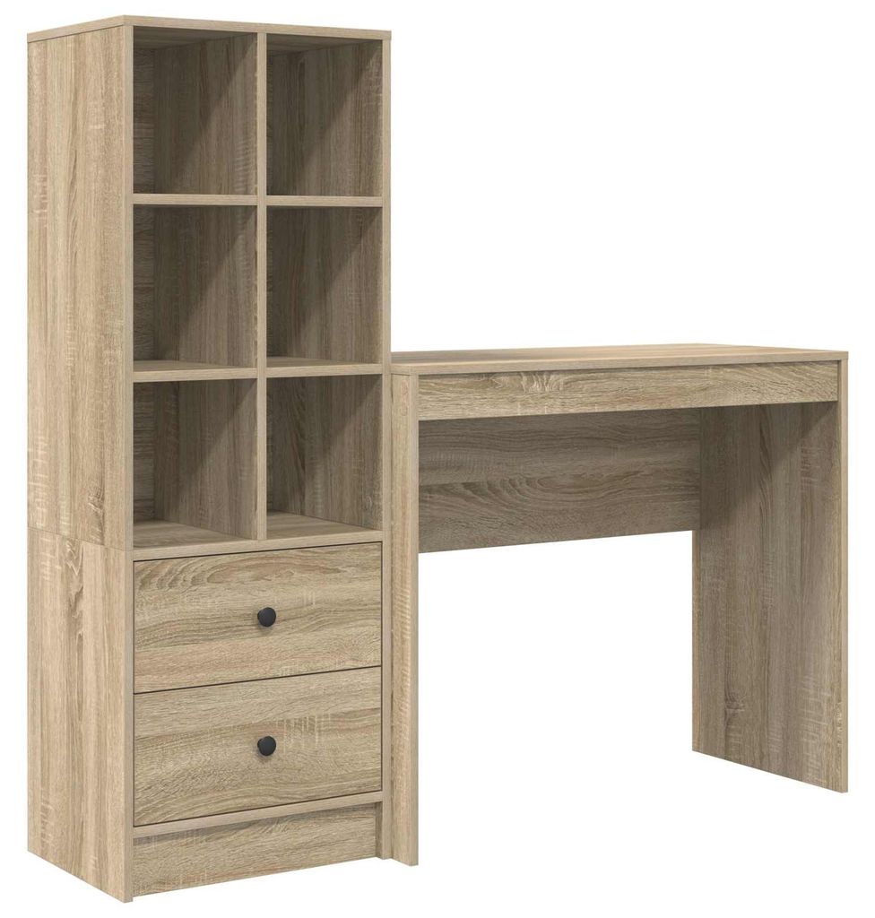 Schreibtisch mit Schubladen mit Regal 2 pcs Sonoma-Eiche