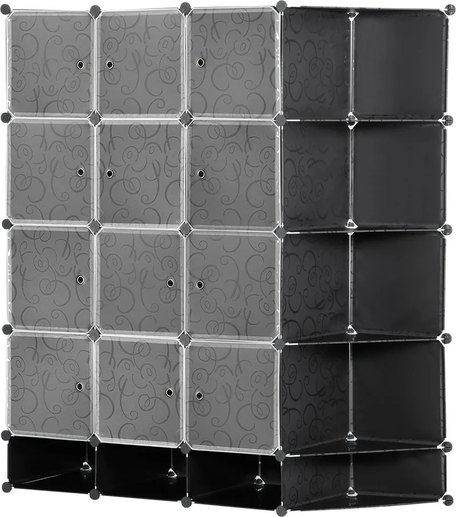 Grand vestiaire 16 cases en acier et PP - Double penderie amovible