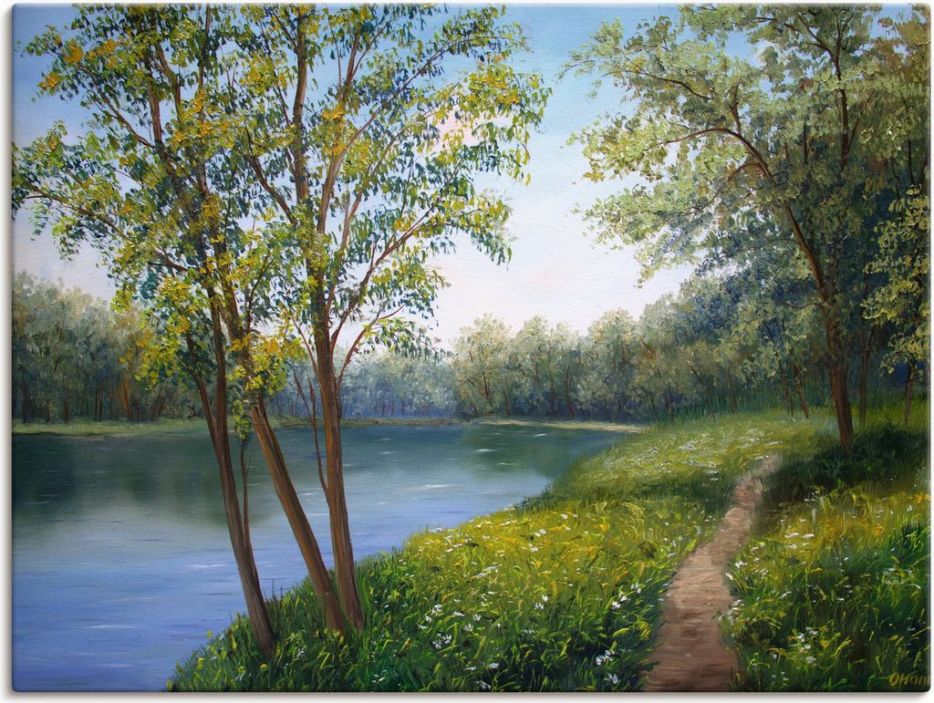 ARTland Leinwandbild Sommerlandschaft in der Nähe des Flusses Größe: 40x30 cm