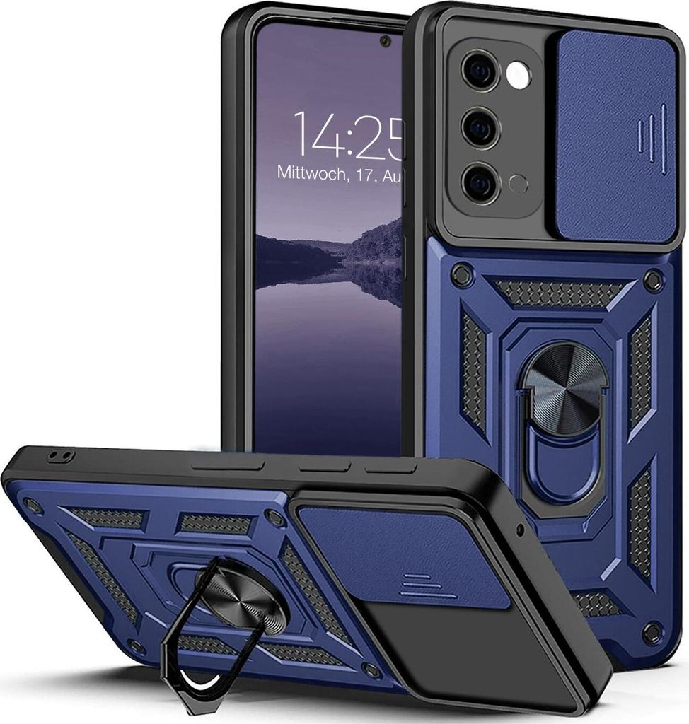 Armor Handyhülle für Samsung Galaxy S20 Kameraschutz Handy Panzer Case Cover Schutzhülle Outdoor Farbe: Blau