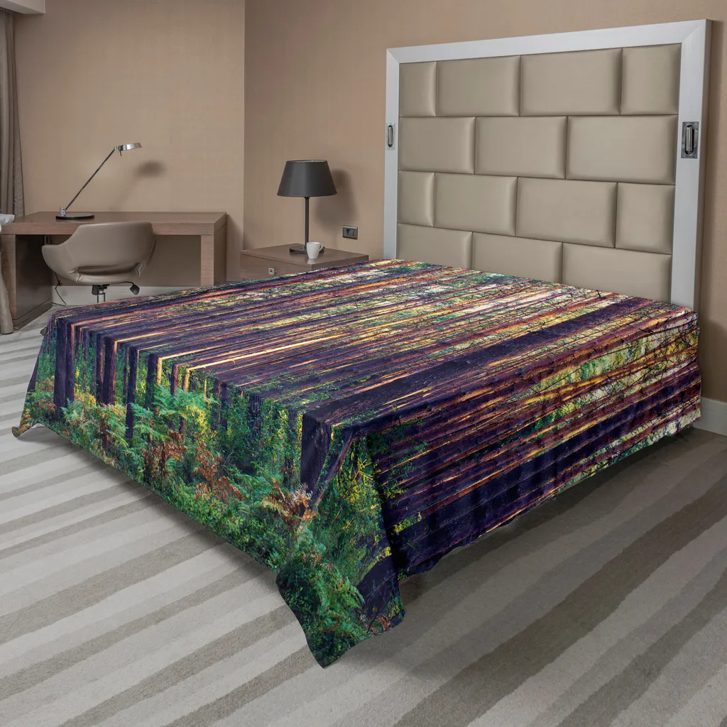 Drap de lit forêt pour décoration de chambre nature 260x228 cm vert