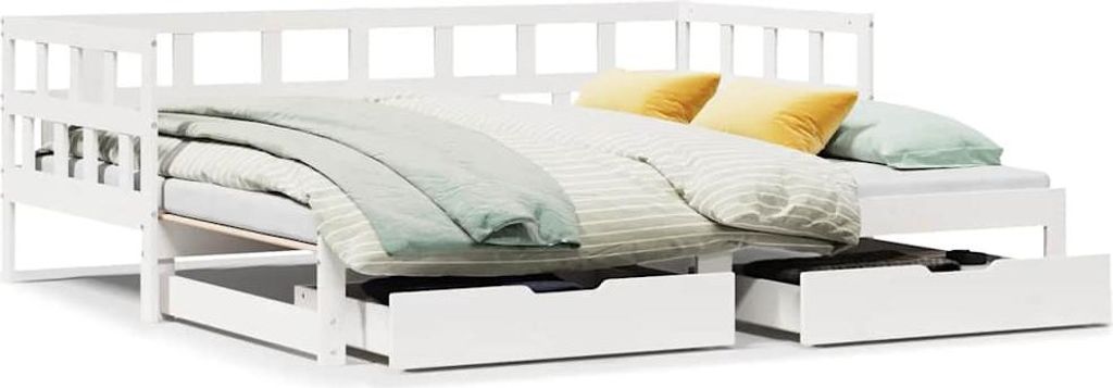 Tagesbett Ausziehbar mit Schubladen ohne Matratze Weiß 80x200cm