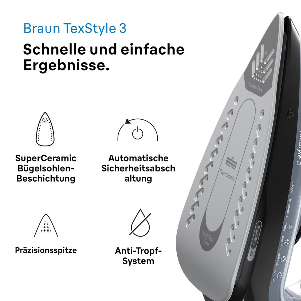 Braun TexStyle 3 SI 3055 Trocken- & Dampfbügeleisen Produktbild 