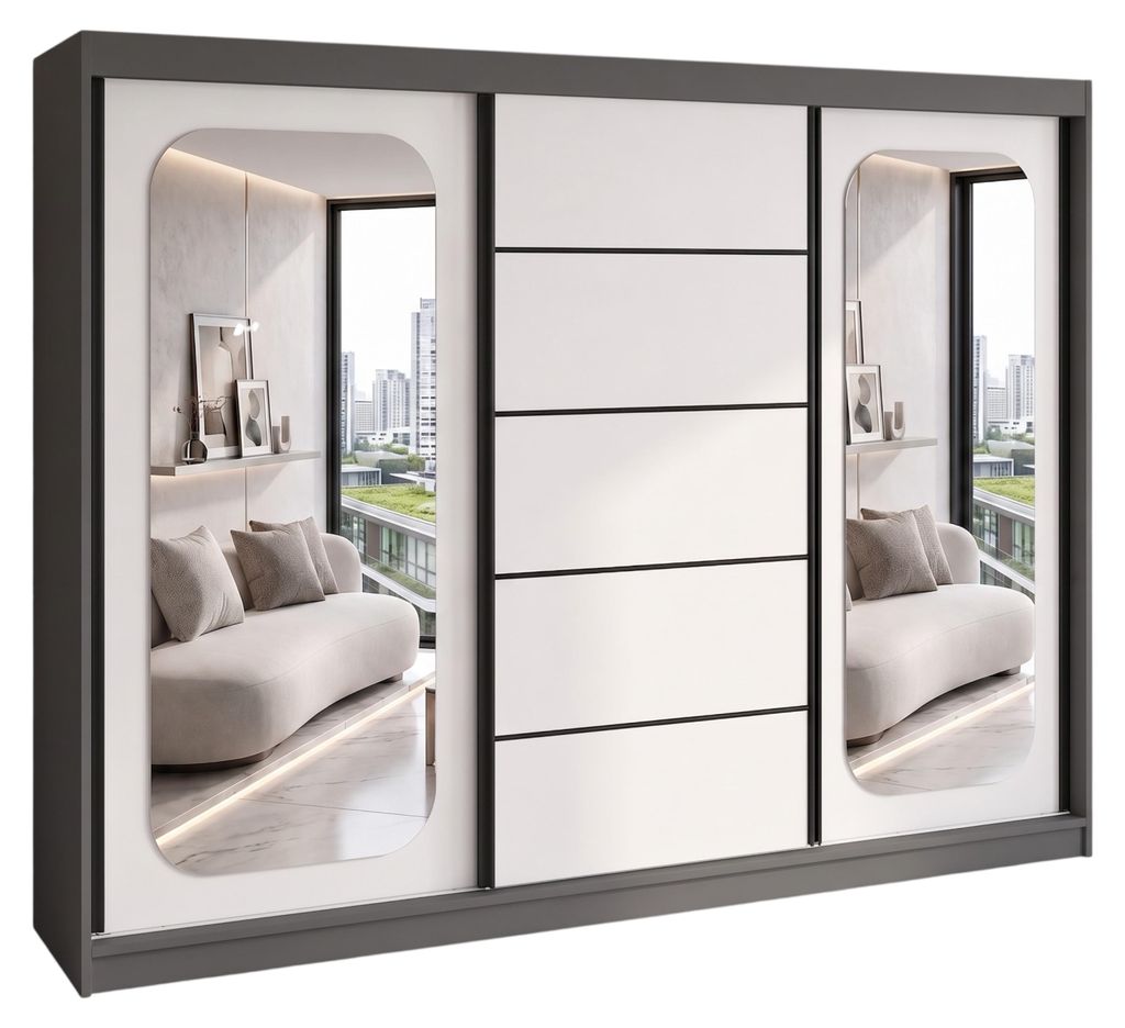 BELANO Schwebetürenschrank 200 cm mit Spiegel – Produktbild 