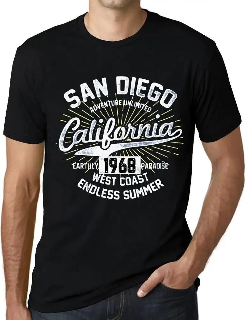 Herren Grafik T-Shirt San Diego Kalifornien endloser Sommer 1968 – San Diego California Endless Summer 1968 – Geschenk 56. Geburtstag Jahrestag 56