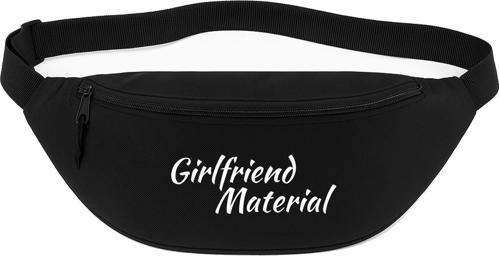 Huuraa Bauchtasche Girlfriend Material Schriftzug 2,5 Liter Black Polyester Crossbody Bag Geschenkidee