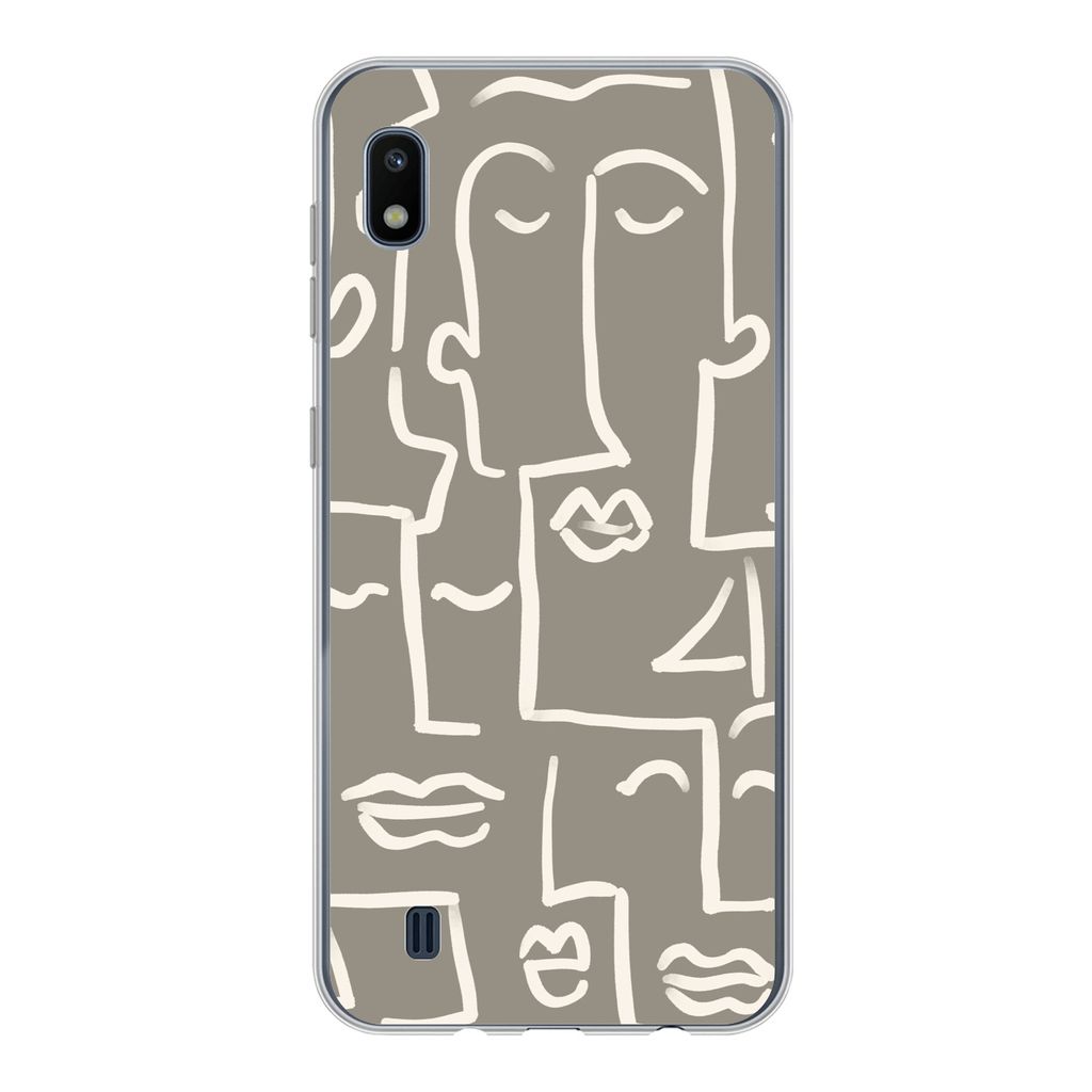 MuchoWow Handyhülle Schutzhülle Hülle für Samsung Galaxy A10 Gesicht - Kopf - Strichzeichnung Silikon Softcase Handy Hülle - Schutzhülle