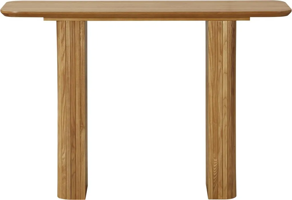 Grande console d'entrée de 120 cm en bois de chêne et cannage tressé