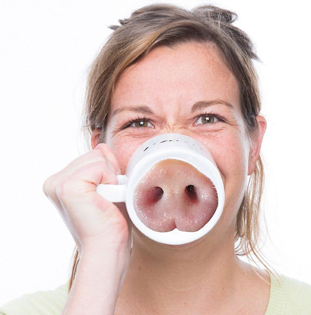 Hübsche rosa Schweinenase Keramik Kaffee, Tee und Milch Produktbild 