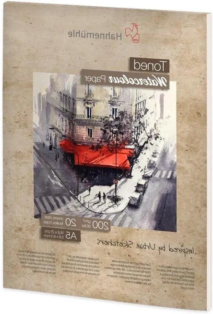 Papier Aquarelle A5 à Grain Texturé 200g - Pack de 20 Feuilles Mi-Teinte