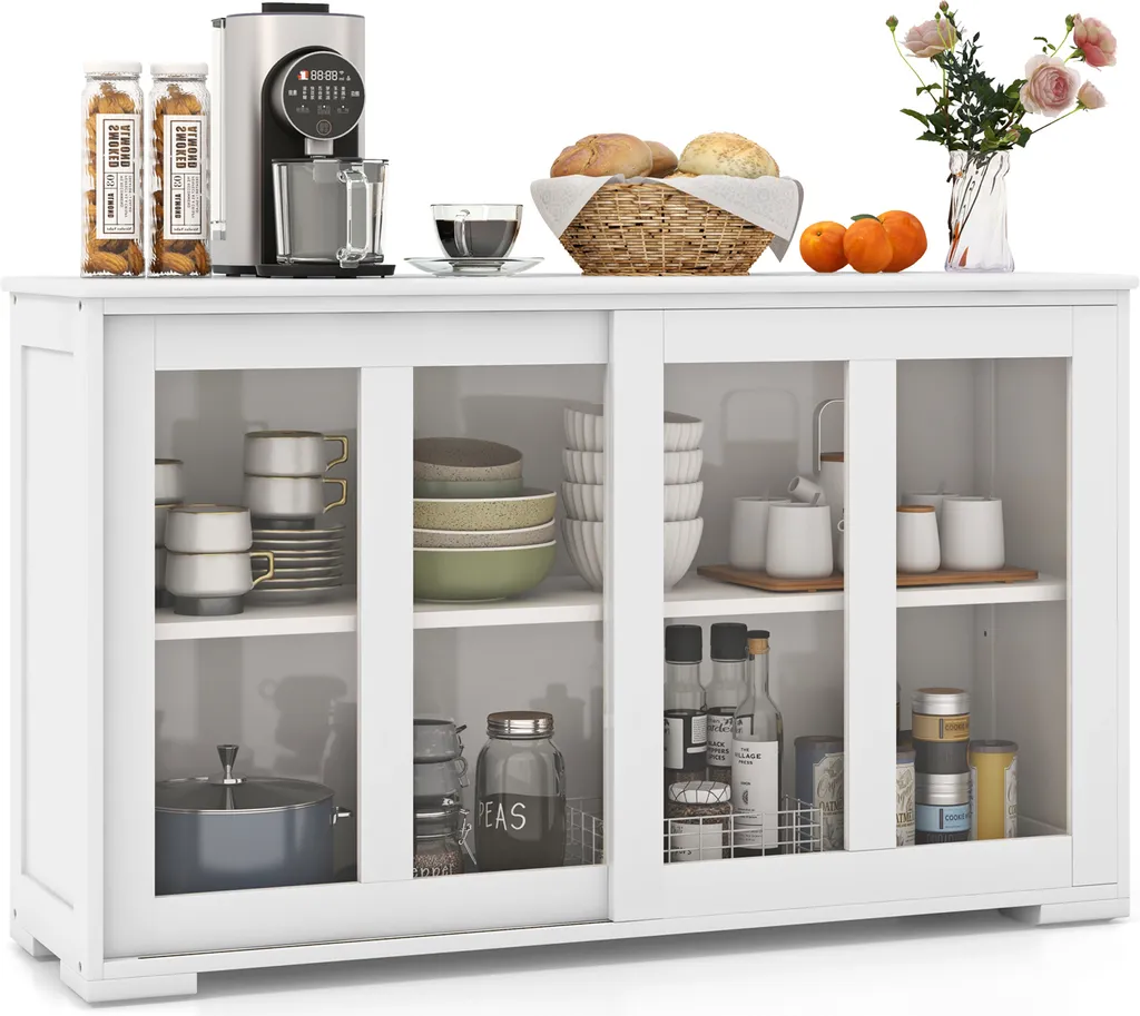 Rangement Cuisine Compact : Buffet Blanc 107cm pour Petits Espaces