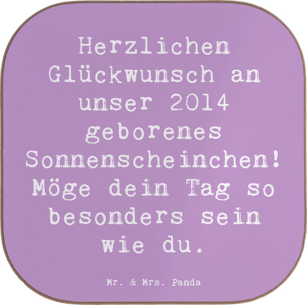 Mr. & Mrs. Panda Untersetzer für Gläser Spruch 2014 Geburtstag Sonnenschein - Lavendeltraum - Geschenk, Tassenuntersetzer, Wertschätzung, Jahrga...