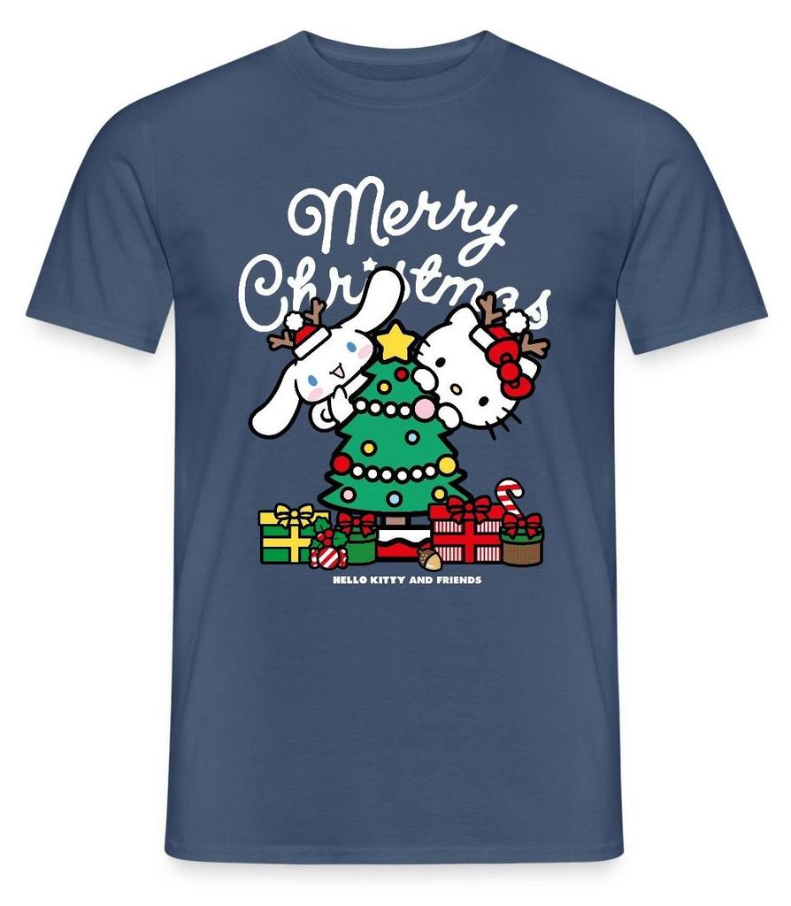 Spreadshirt Hello Kitty Und Cinnamoroll Weihnachten Männer T-Shirt, XL, Dunkles Denimblau